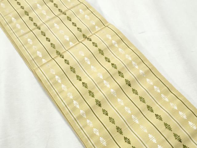 平和屋着物●本場筑前博多織 半幅帯 いちご錦 証紙付き 正絹 逸品 CABB9588hy