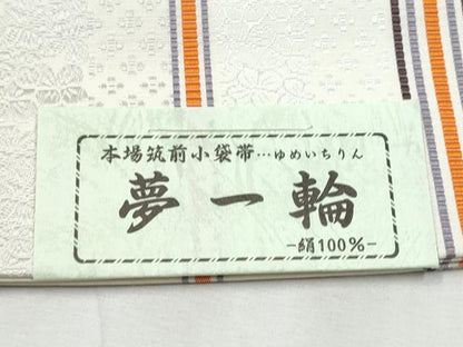 平和屋着物●本場筑前博多織 半幅帯 夢一輪 児島織物謹製 証紙付き 正絹 逸品 CABB9589hy