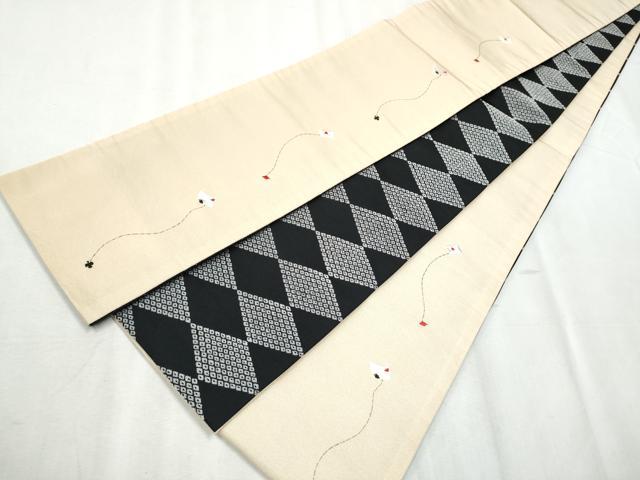 平和屋着物●半幅帯 刺繍 手紙 クローバー ハート スペード ダイヤ CABB9594hy