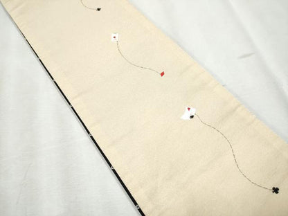 平和屋着物●半幅帯 刺繍 手紙 クローバー ハート スペード ダイヤ CABB9594hy