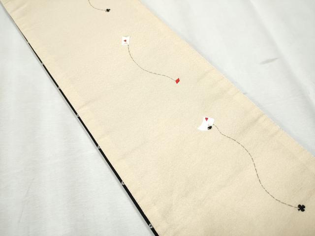 平和屋着物●半幅帯 刺繍 手紙 クローバー ハート スペード ダイヤ CABB9594hy