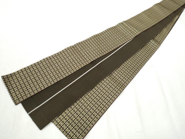 平和屋着物●男性 本場筑前博多織 角帯 幾何学文様 正絹 逸品 CABB9595hy