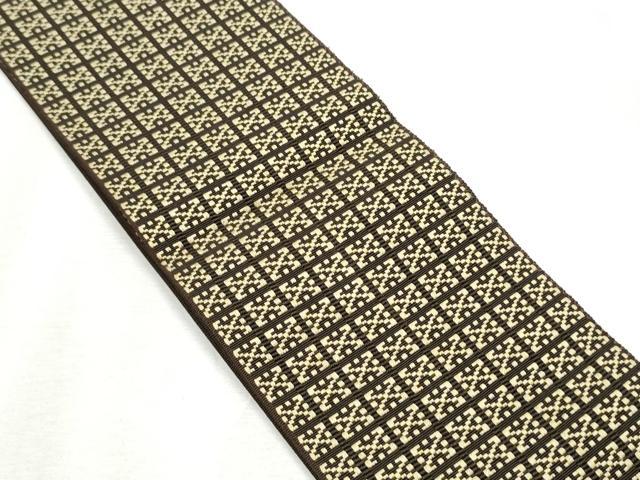 平和屋着物●男性 本場筑前博多織 角帯 幾何学文様 正絹 逸品 CABB9595hy