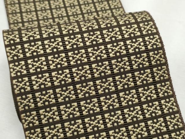 平和屋着物●男性 本場筑前博多織 角帯 幾何学文様 正絹 逸品 CABB9595hy