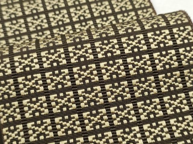 平和屋着物●男性 本場筑前博多織 角帯 幾何学文様 正絹 逸品 CABB9595hy