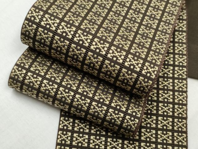 平和屋着物●男性 本場筑前博多織 角帯 幾何学文様 正絹 逸品 CABB9595hy