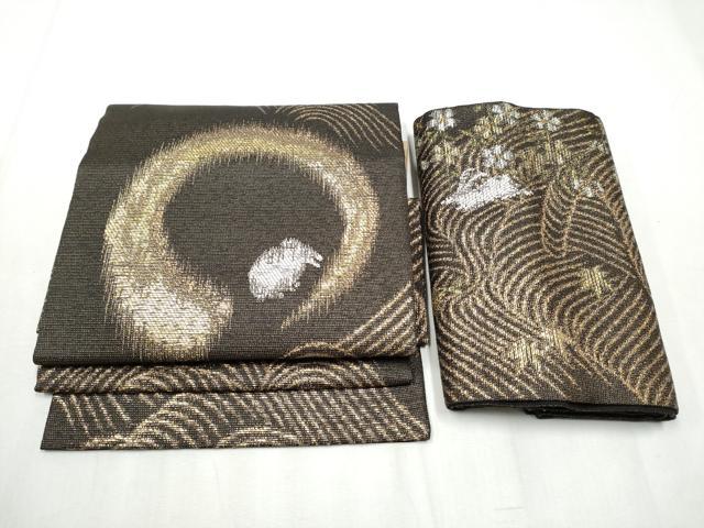 平和屋着物▽つけ帯 スリーシーズン 兎 金銀糸 春夏秋 正絹 逸品 CABB9599hy