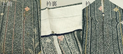 平和屋着物＊夏物 小紋 絽 変わり縞花文 たたき染め 正絹 逸品 CABB9602ze