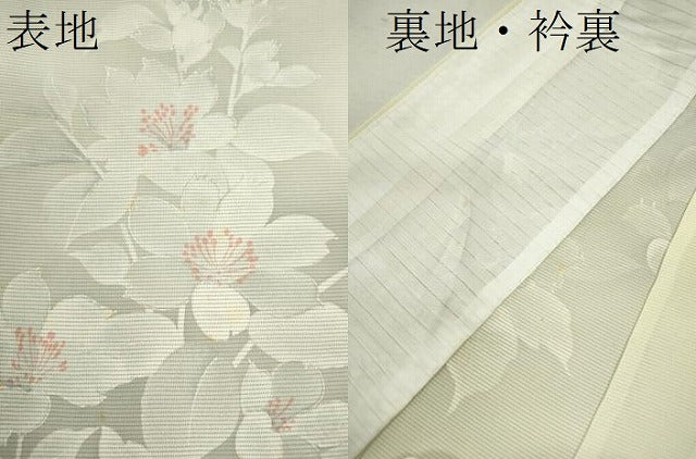 平和屋着物＊夏物 小紋 絽 枝花文 暈し染め 正絹 逸品 CABB9603ze