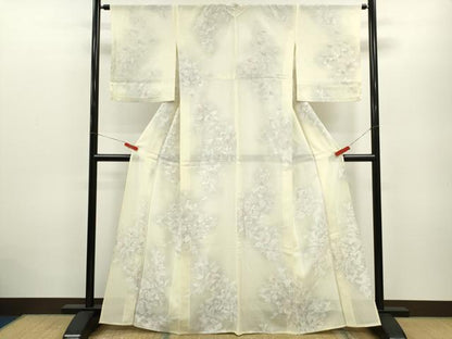 平和屋着物＊夏物 小紋 絽 枝花文 暈し染め 正絹 逸品 CABB9603ze