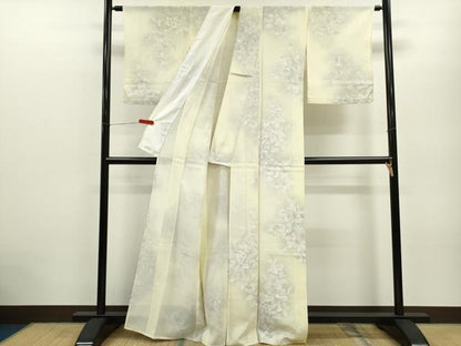 平和屋着物＊夏物 小紋 絽 枝花文 暈し染め 正絹 逸品 CABB9603ze