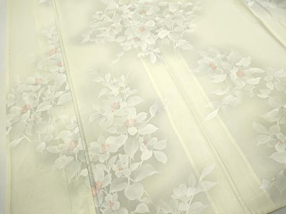 平和屋着物＊夏物 小紋 絽 枝花文 暈し染め 正絹 逸品 CABB9603ze