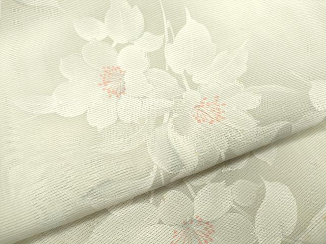 平和屋着物＊夏物 小紋 絽 枝花文 暈し染め 正絹 逸品 CABB9603ze