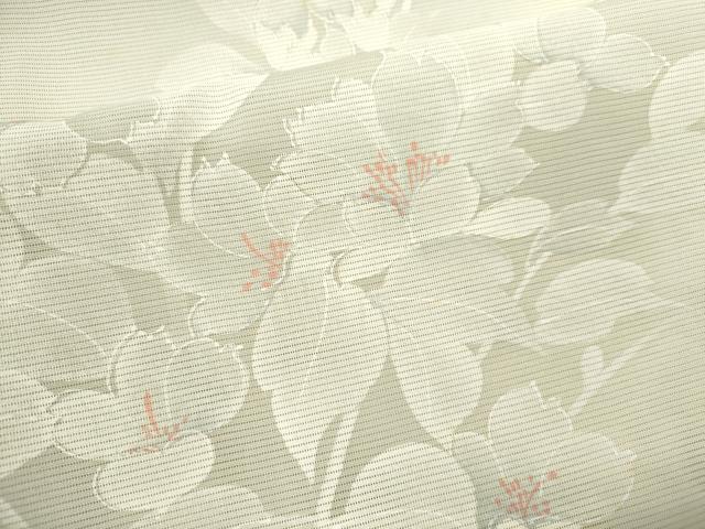 平和屋着物＊夏物 小紋 絽 枝花文 暈し染め 正絹 逸品 CABB9603ze