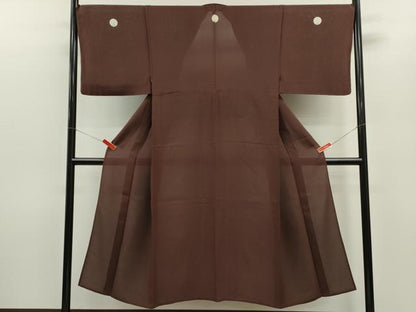 平和屋着物＊夏物　男性　色紋付　絽　焦茶色　正絹　逸品　CABB9608ze