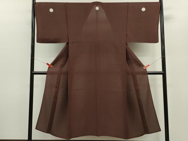 平和屋着物＊夏物　男性　色紋付　絽　焦茶色　正絹　逸品　CABB9608ze
