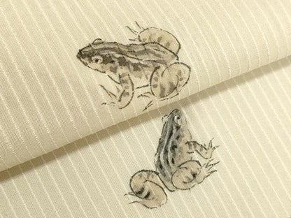 平和屋着物＊夏物 男性 訪問着 紗紬 手描き 笠 蛙 正絹 逸品 CABB9612ze