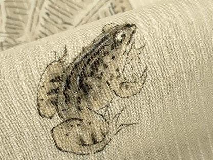 平和屋着物＊夏物 男性 訪問着 紗紬 手描き 笠 蛙 正絹 逸品 CABB9612ze