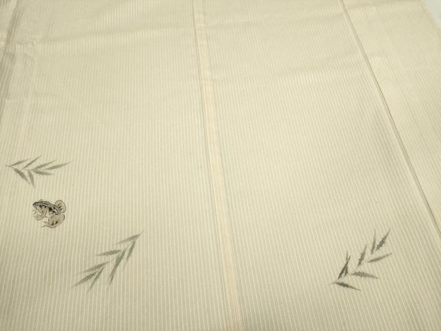 平和屋着物＊夏物 男性 訪問着 紗紬 手描き 笠 蛙 正絹 逸品 CABB9612ze