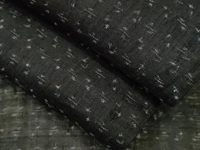 夏着物【能登上布】本麻 手織絣 石川県指定無形文化財 単衣 黒紺色 薄物 立涌文 平和屋着物＊夏物 男性 石川県指定無形文化財 能登上布 本