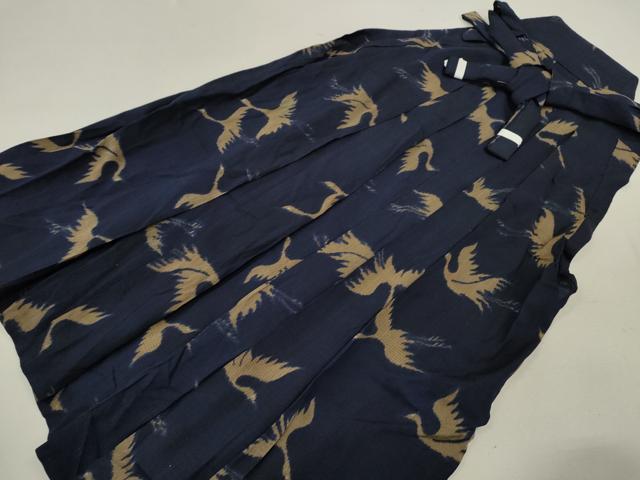 平和屋着物＊夏物 アンティーク 大正ロマン 男性 行灯袴 飛鶴文 正絹 逸品 CABB9615ze