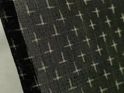 平和屋着物＊夏物 紗紬 十字絣文様 黒地 正絹 逸品 CABB9617ze