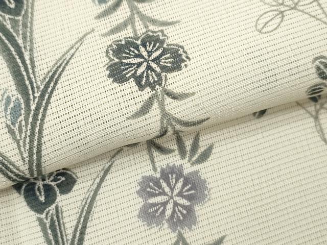 平和屋着物＊夏物　小紋　絽　草花竹間道　洗える着物　CABB9634ze 平和屋着物＊夏物 小紋 絽 草花竹間道 洗える着物 CABB9634ze