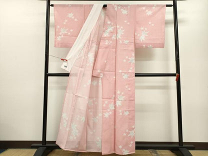平和屋着物＊夏物 小紋 絽 楓文 たたき染め 高島屋扱い 洗える着物 CABB9635ze