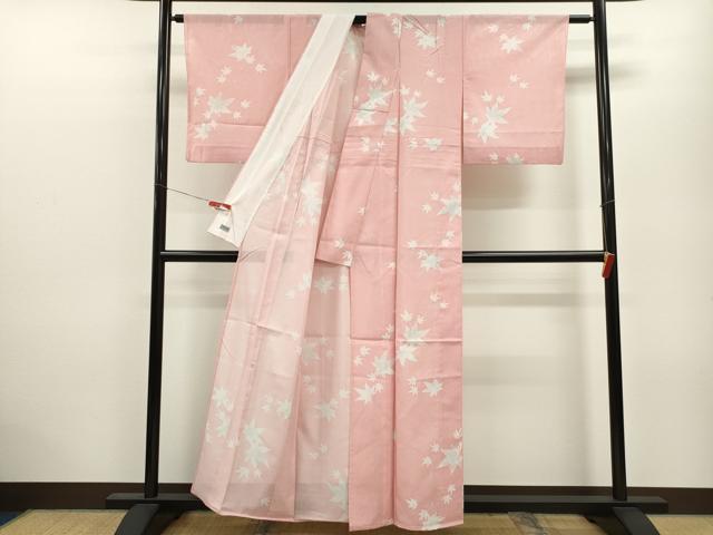 平和屋着物＊夏物 小紋 絽 楓文 たたき染め 高島屋扱い 洗える着物 CABB9635ze