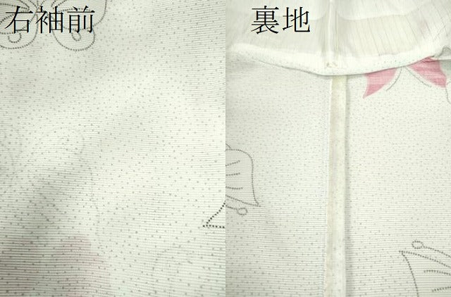 平和屋着物＊夏物 小紋 絽 舞蝶文 洗える着物 CABB9637ze
