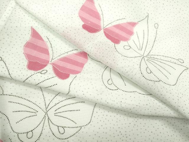 平和屋着物＊夏物 小紋 絽 舞蝶文 洗える着物 CABB9637ze