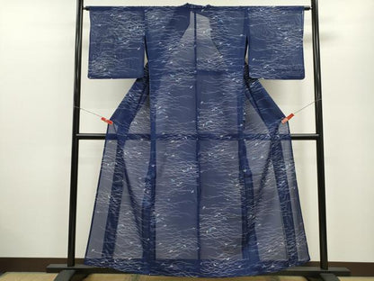 平和屋着物＊夏物 小紋 絽 芝草萩文 洗える着物 CABB9638ze