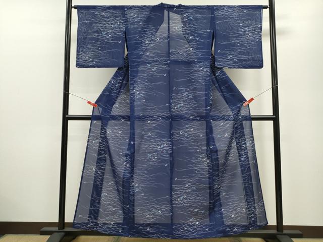 平和屋着物＊夏物 小紋 絽 芝草萩文 洗える着物 CABB9638ze