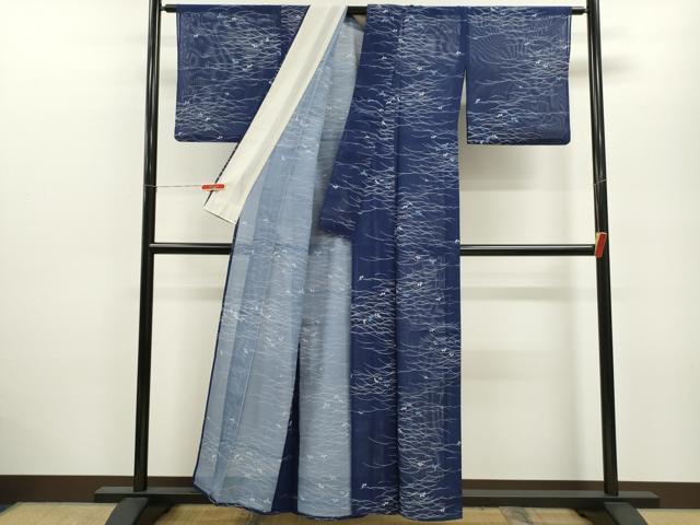 平和屋着物＊夏物 小紋 絽 芝草萩文 洗える着物 CABB9638ze