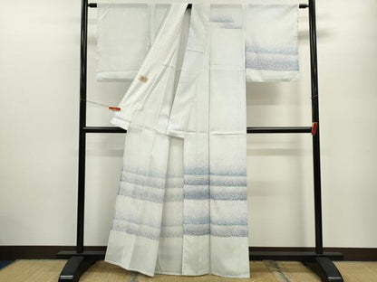 平和屋着物＊夏物 訪問着 絽 霞横段文 たたき染め 洗える着物 CABB9639ze