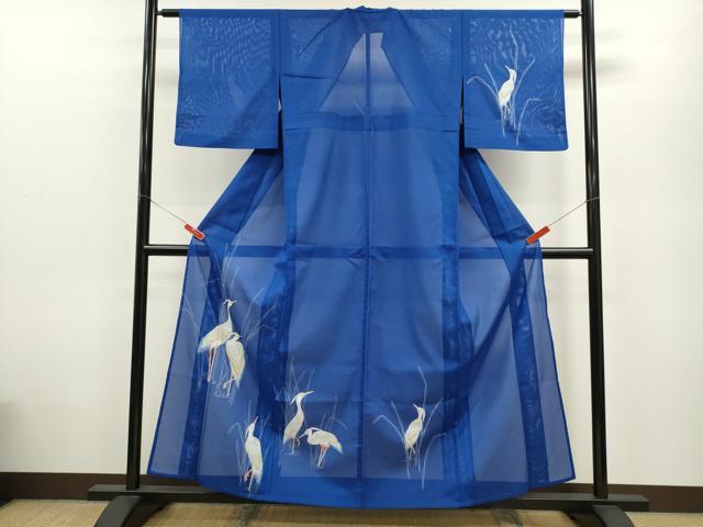 平和屋着物＊夏物 訪問着 絽 白鷺 金彩 洗える着物 CABB9645ze