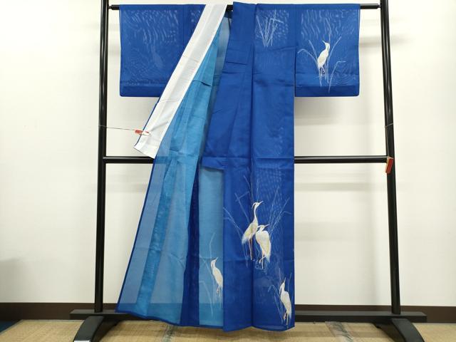 平和屋着物＊夏物 訪問着 絽 白鷺 金彩 洗える着物 CABB9645ze