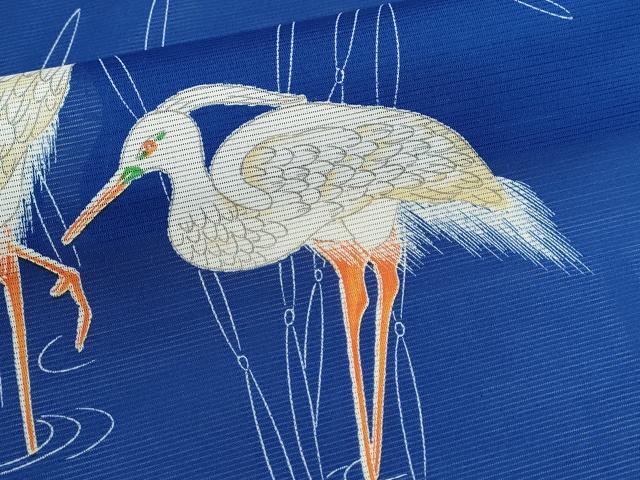 平和屋着物＊夏物 訪問着 絽 白鷺 金彩 洗える着物 CABB9645ze