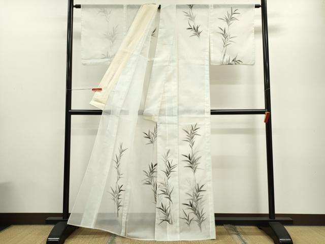 平和屋着物＊夏物 訪問着 絽 手描き 草木文 洗える着物 CABB9646ze