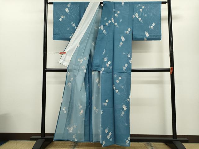 平和屋着物＊夏物　小紋　絽　うちわ草花文　洗える着物　CABB9647ze 平和屋着物＊夏物 小紋 絽 うちわ草花文 洗える着物 CABB9647ze