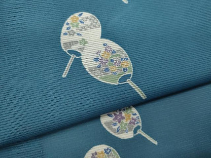 平和屋着物＊夏物 小紋 絽 うちわ草花文 洗える着物 CABB9647ze