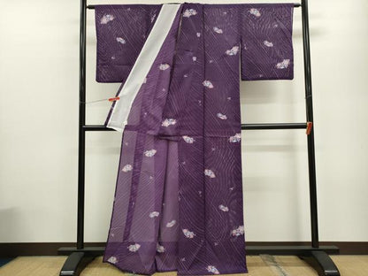 平和屋着物＊夏物 小紋 絽 地紙更紗花唐草文 洗える着物 CABB9649ze