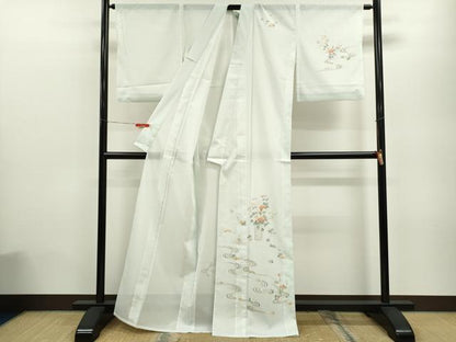 平和屋着物＊夏物　訪問着　絽　流水花籠文　金彩　洗える着物　CABB9650ze