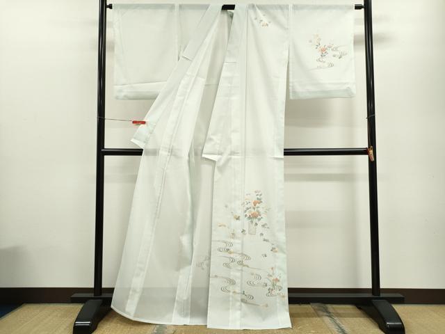 平和屋着物＊夏物　訪問着　絽　流水花籠文　金彩　洗える着物　CABB9650ze