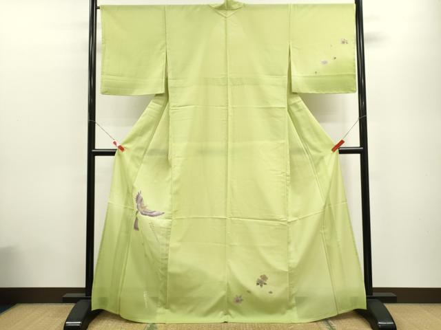 平和屋着物＊夏物 訪問着 絽 花鳥文 暈し染め 金銀彩 洗える着物 未使用 CABB9652ze