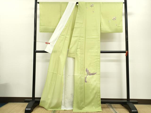平和屋着物＊夏物 訪問着 絽 花鳥文 暈し染め 金銀彩 洗える着物 未使用 CABB9652ze