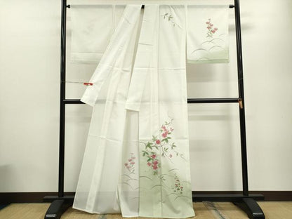 平和屋着物＊夏物 訪問着 絽 手描き 枝花文 暈し染め 洗える着物 CABB9653ze