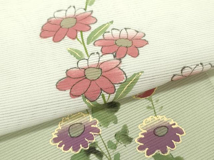 平和屋着物＊夏物 訪問着 絽 手描き 枝花文 暈し染め 洗える着物 CABB9653ze