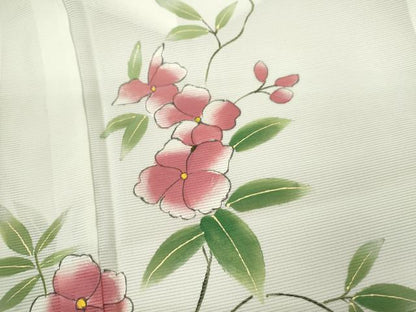 平和屋着物＊夏物 訪問着 絽 手描き 枝花文 暈し染め 洗える着物 CABB9653ze