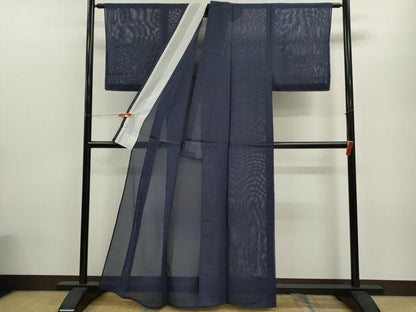 平和屋着物＊夏物 色無地 絽 紺藍色 洗える着物 未使用 CABB9658ze